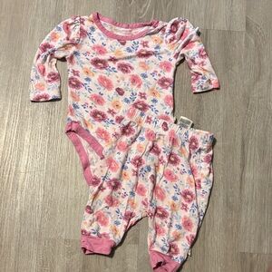 Milkberry Floral Pink and White Kids Bodysuit Set